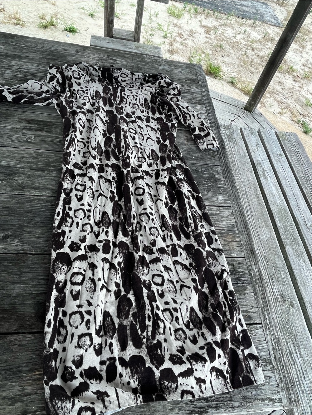 Blumarine Black and White Animal Print Long Sleeve Maxi Dress Italy sz med /